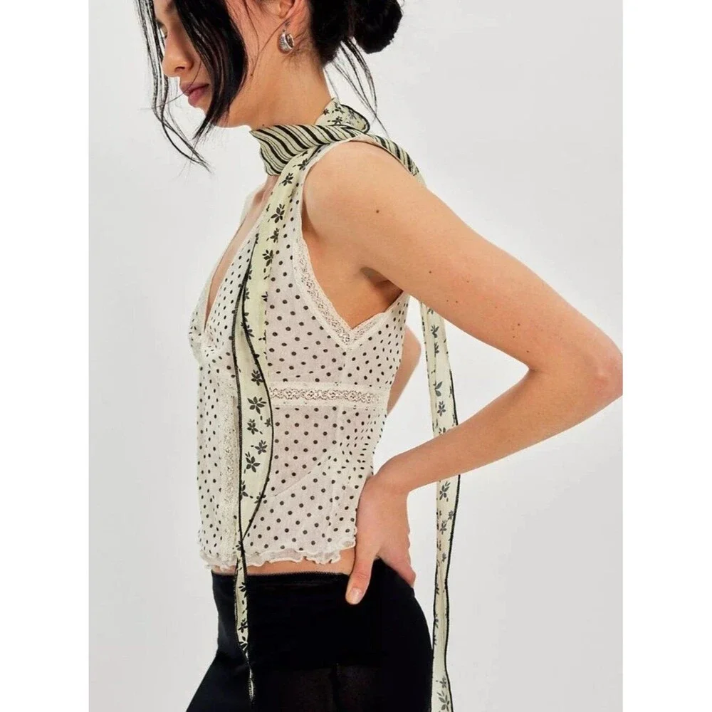 Free People Tilly Skinny Silk Convertible Scarf Neck Handbag Floral Print All/S
